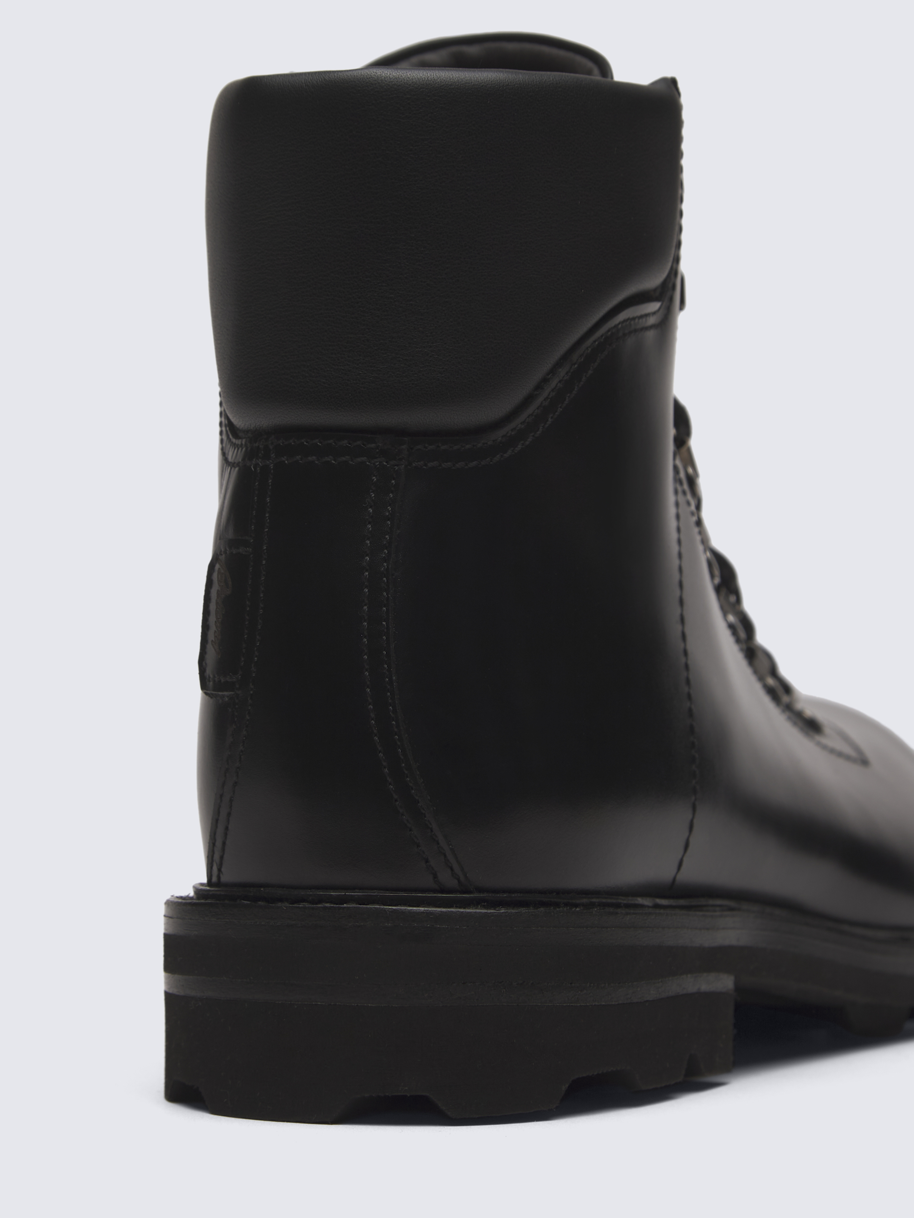 Black oiled calf leather hiking boots