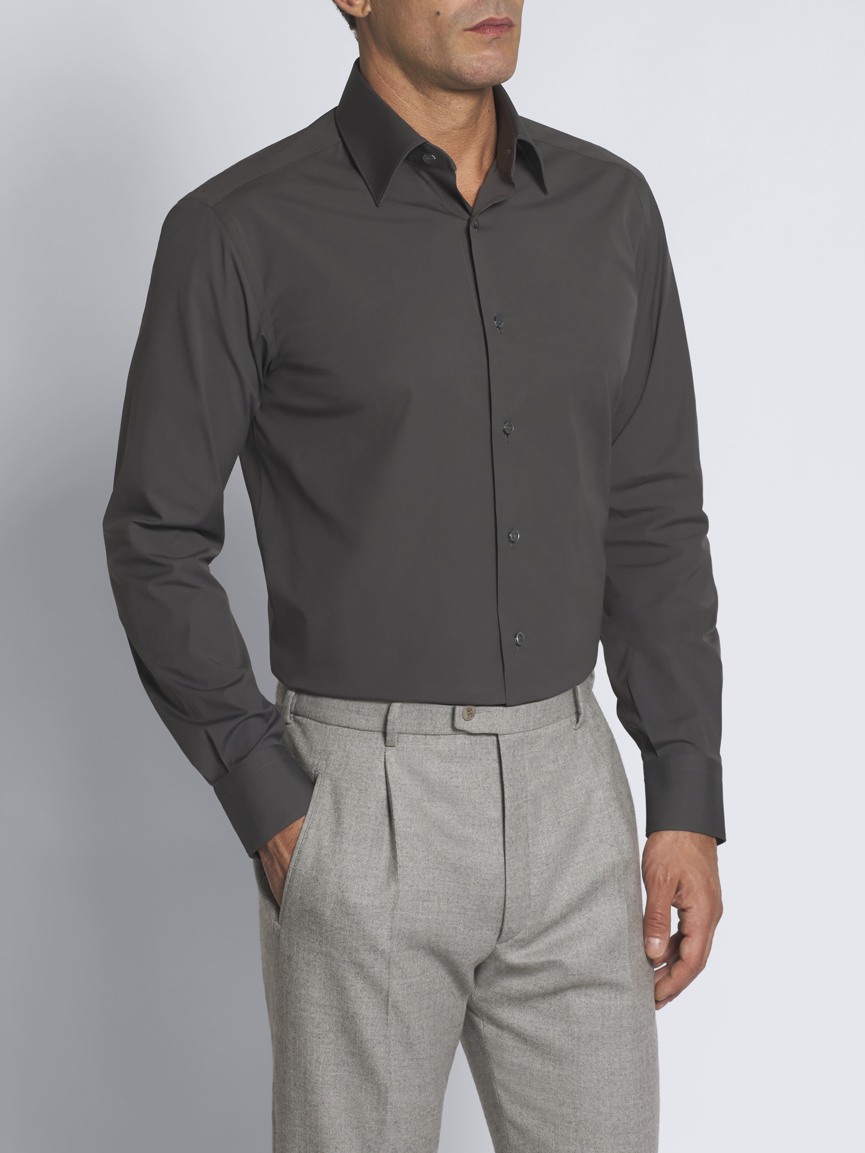 Dark grey cotton blend formal shirt