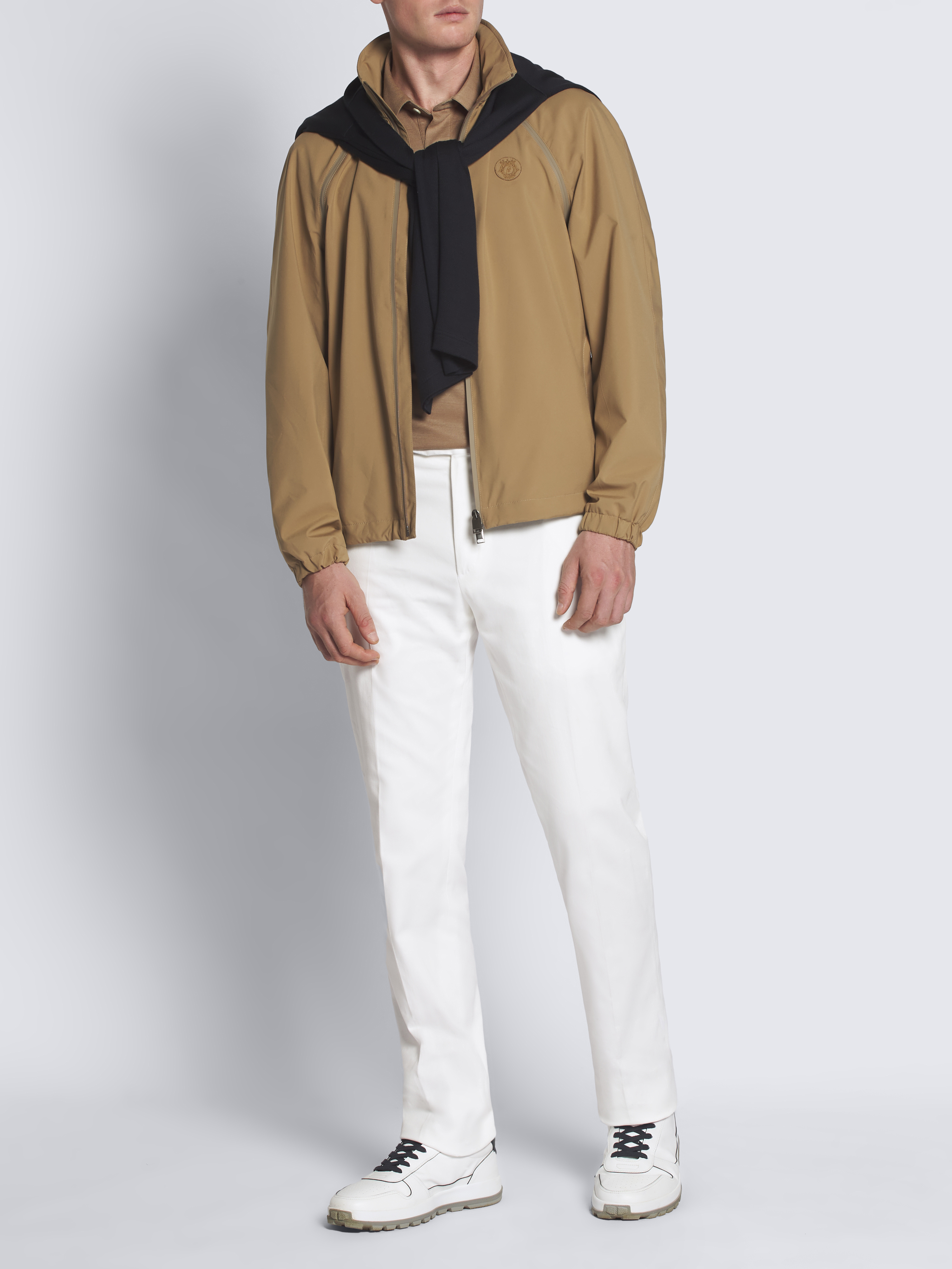Light brown technical wool polo