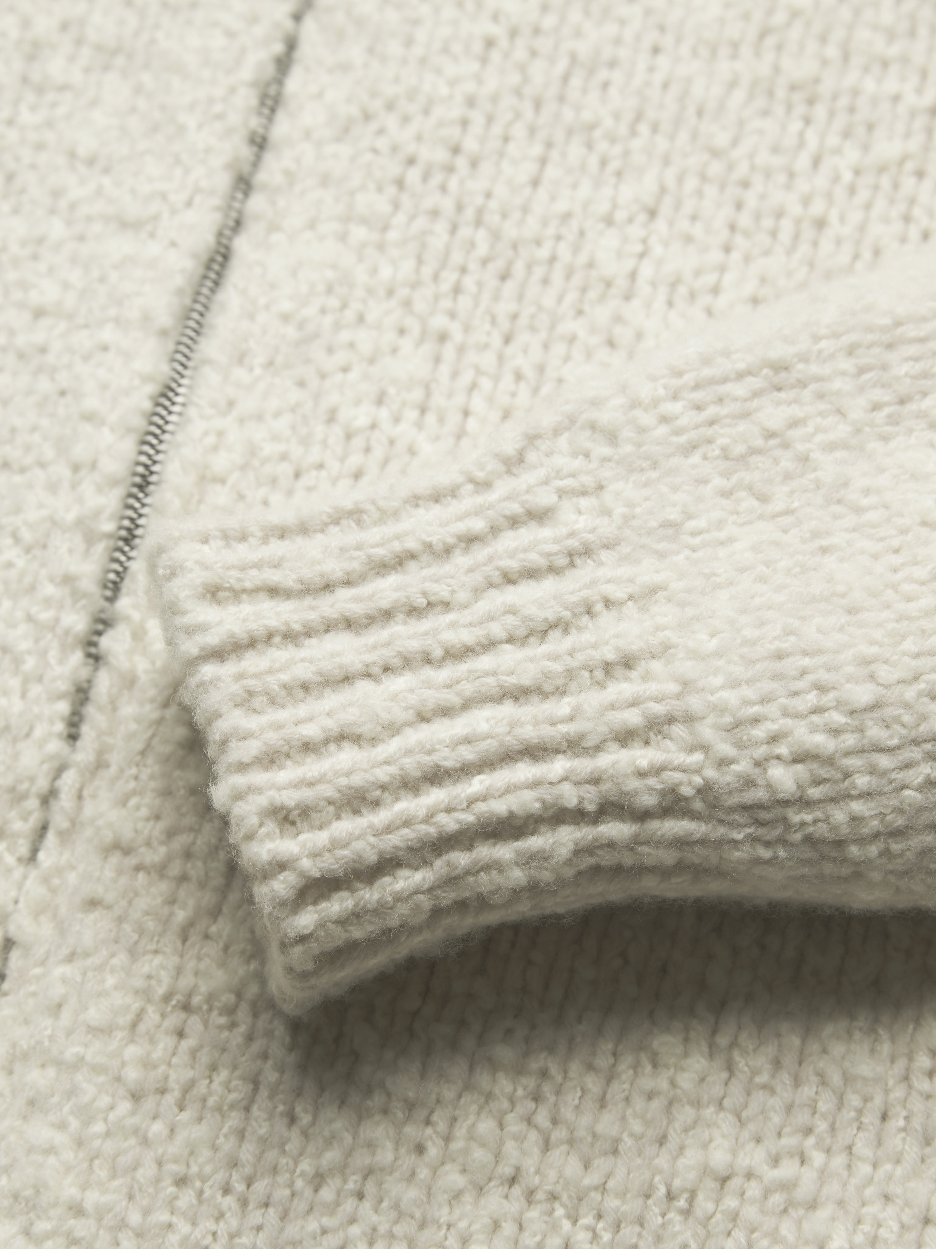 ベージュ カシミア ムリネ フルジップセーター