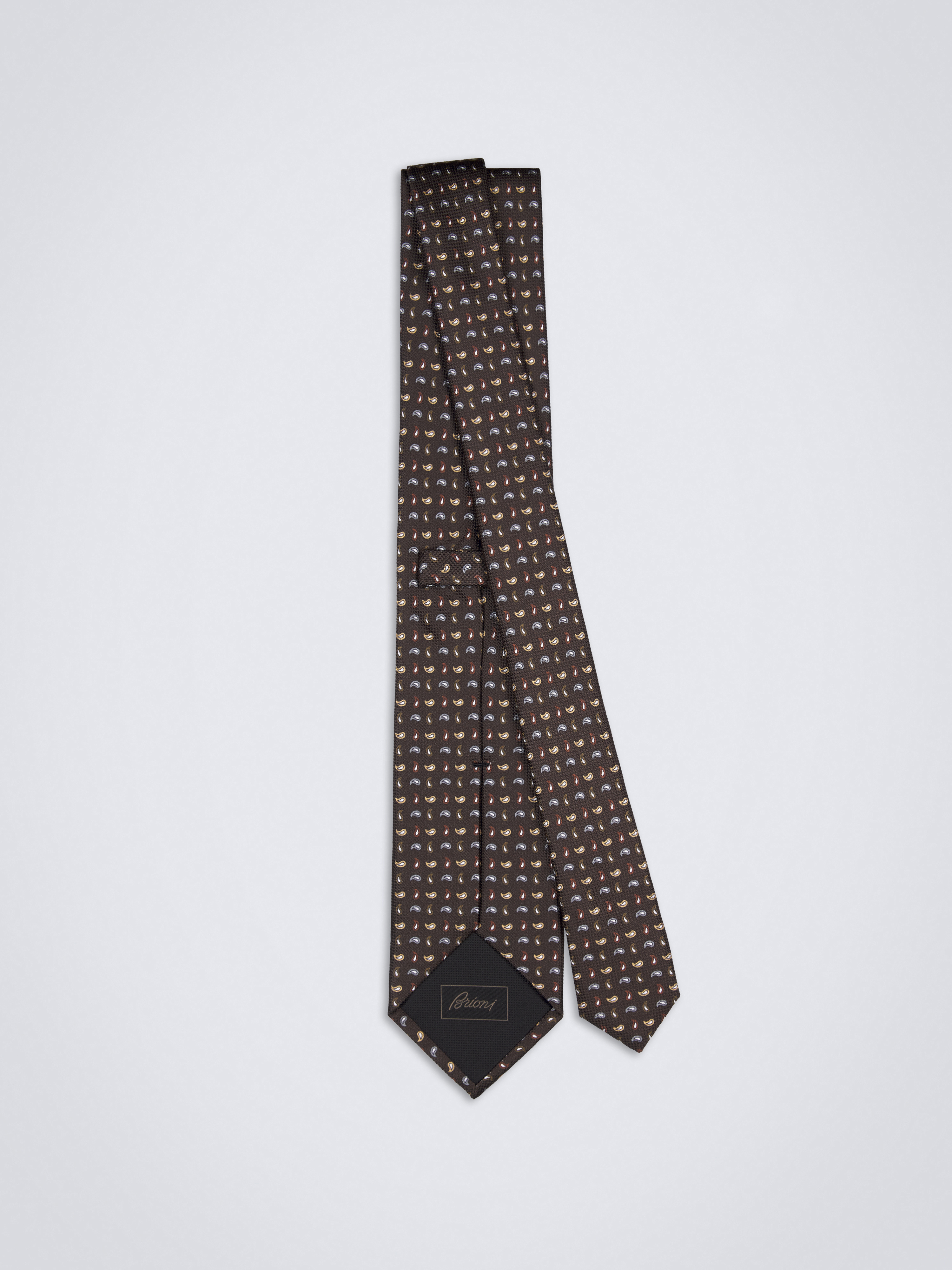 Deals Brioni green paisley silk tie