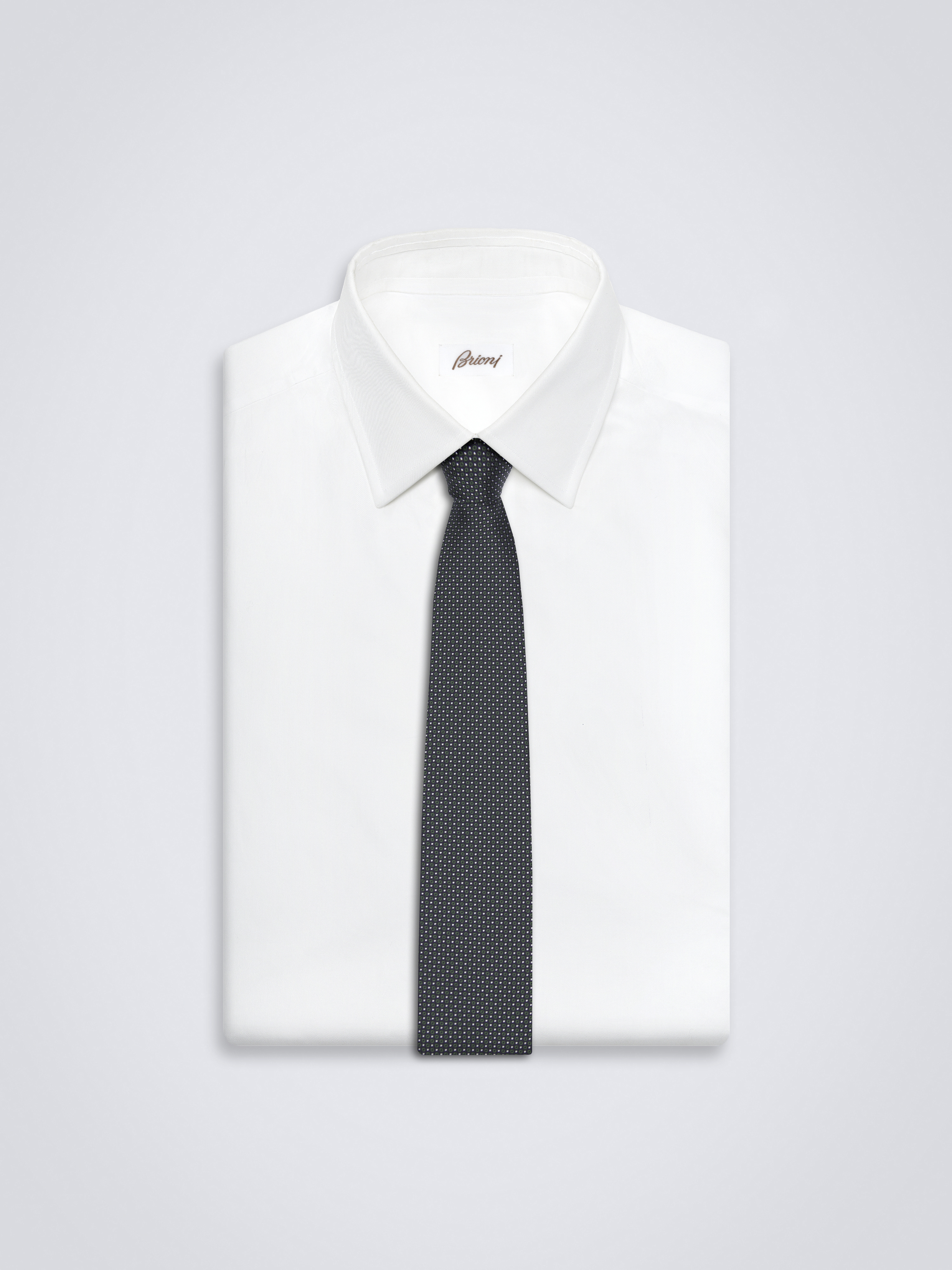 【極美品】Brioni ブリオーニ ネクタイ 深緑 ダークグリーン ドット ダークグリーン マイクロモチーフ シルクジャカード ネクタイ