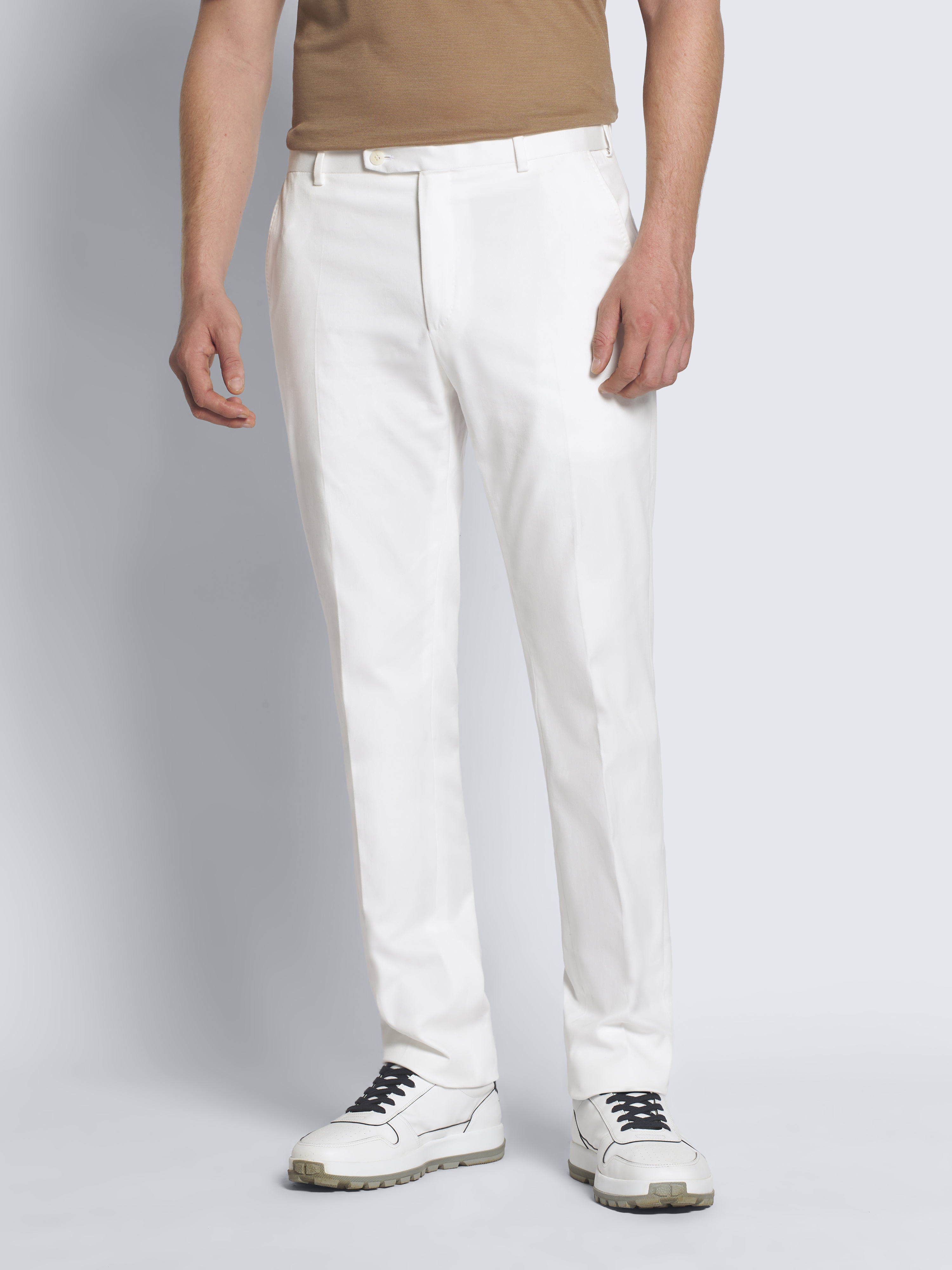 ホワイト ストレッチコットンギャバジン Journey トラウザーズ
