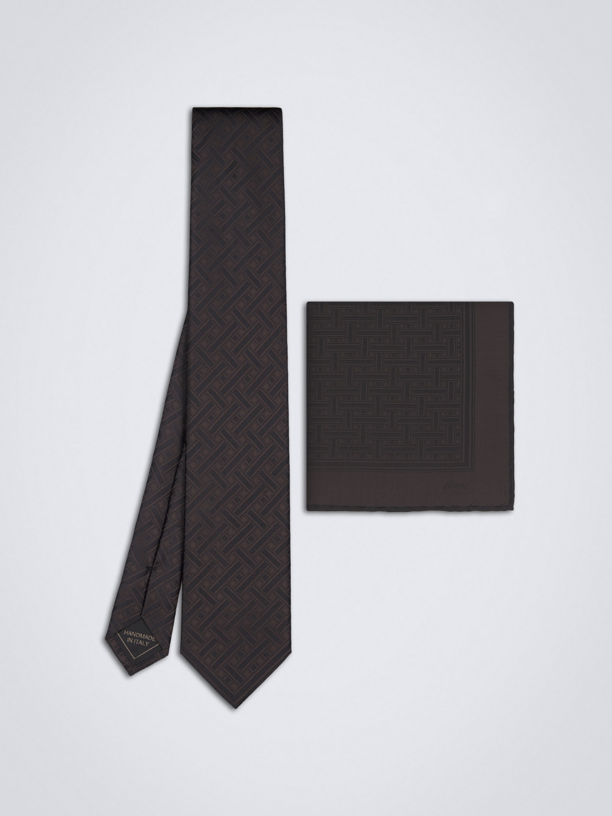 Brown and black regimental motif silk tie set | Brioni® US Official Store
