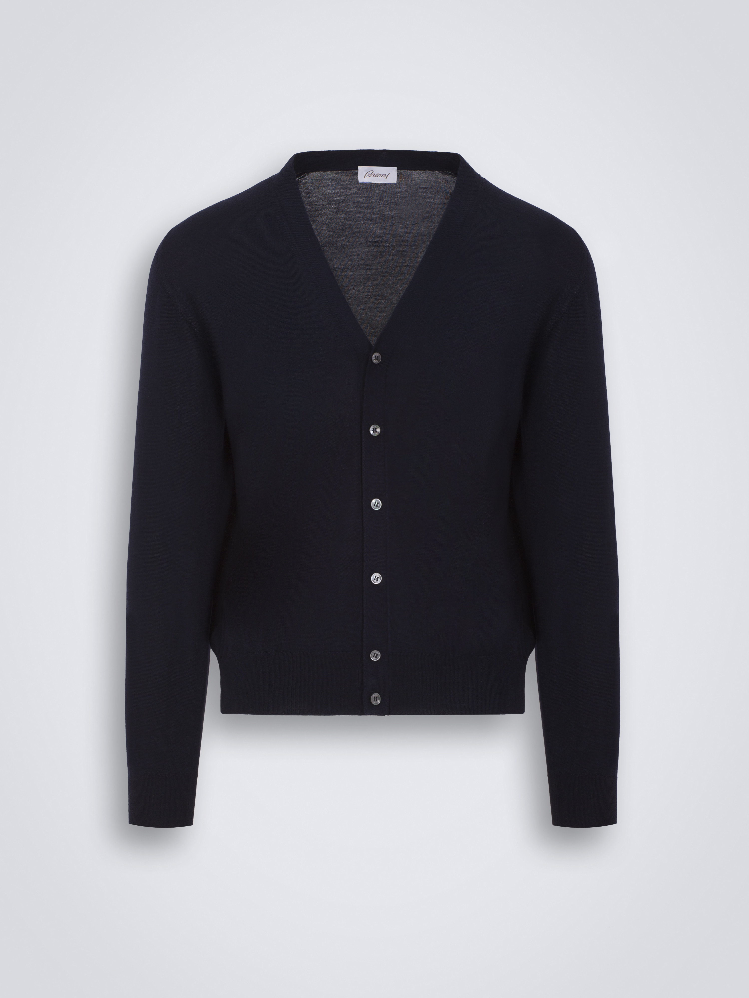 Essential midnight blue wool, cashmere and silk cardigan