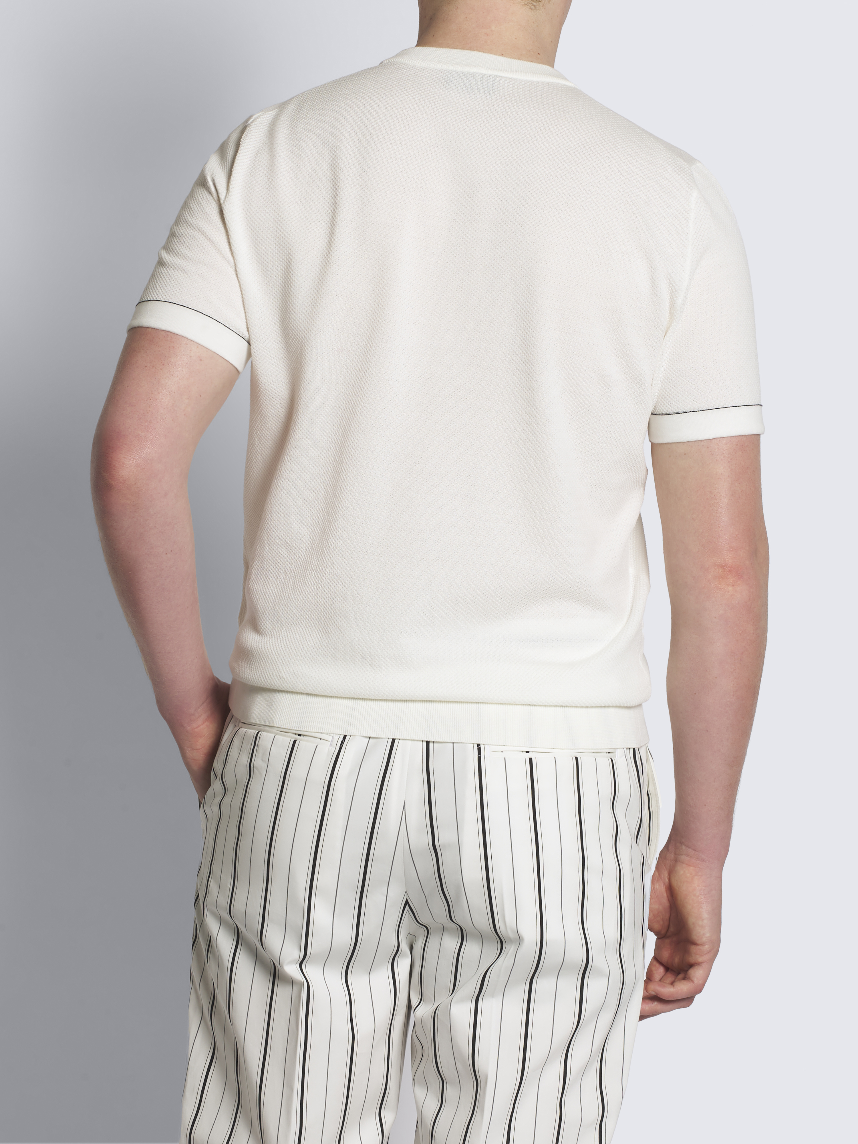 Ivory white Sea Island cotton piqué T-shirt