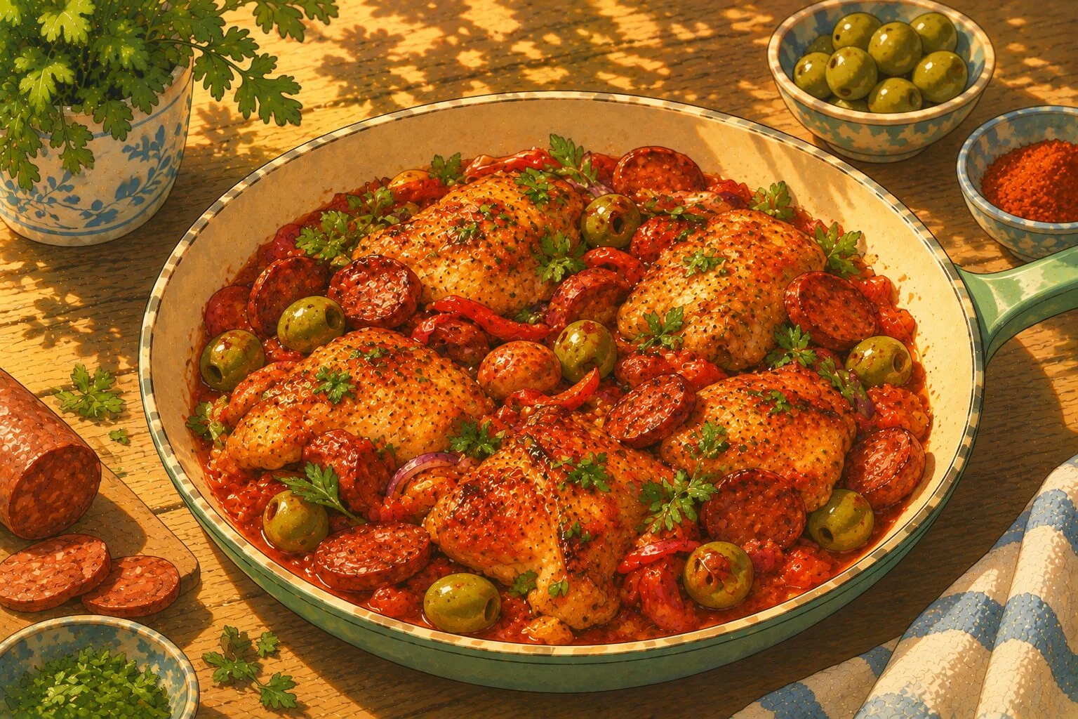 Photo of Chicken with chorizo & olives