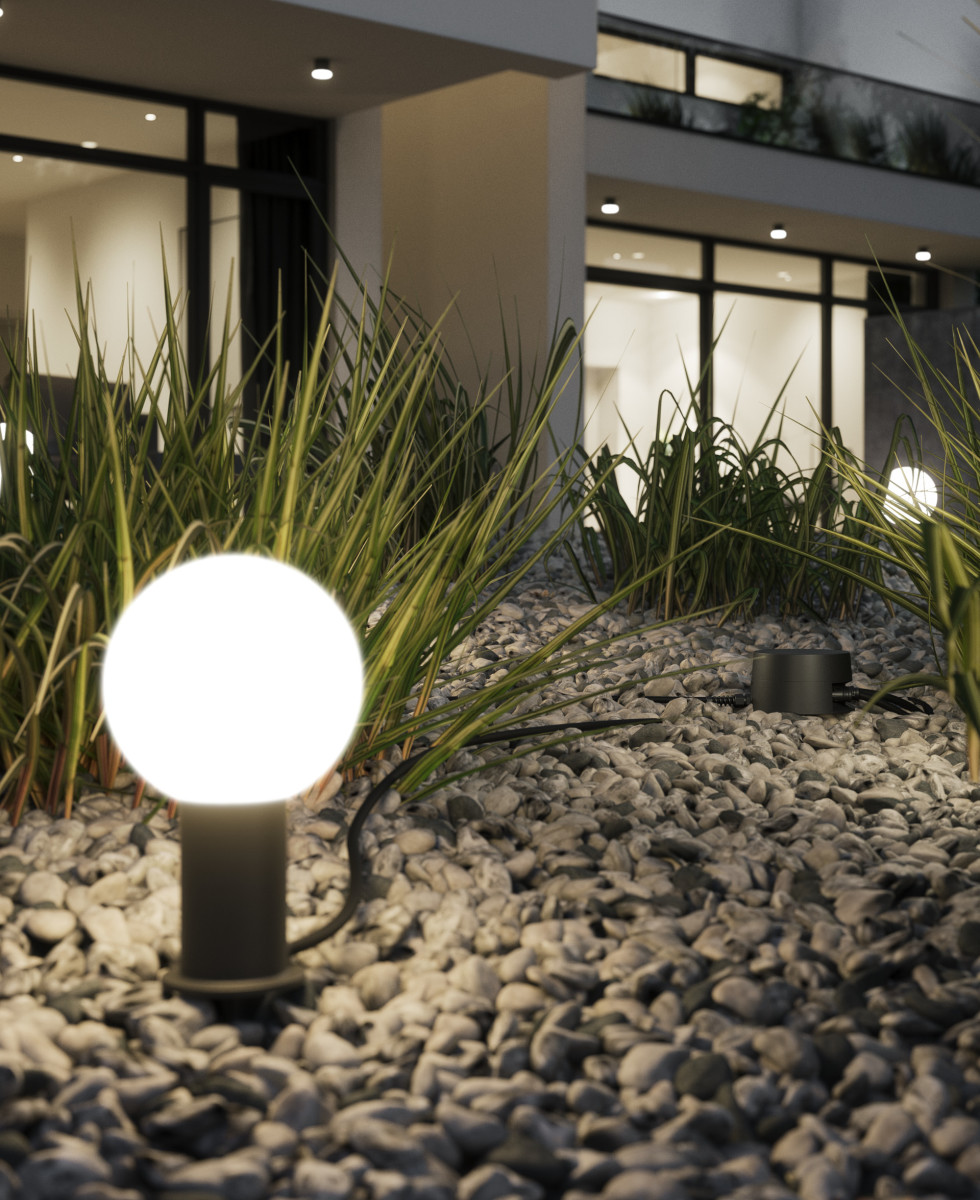Lampe au sol Bega Plug & Play Boule lumineuse LED avec piquet à enterrer