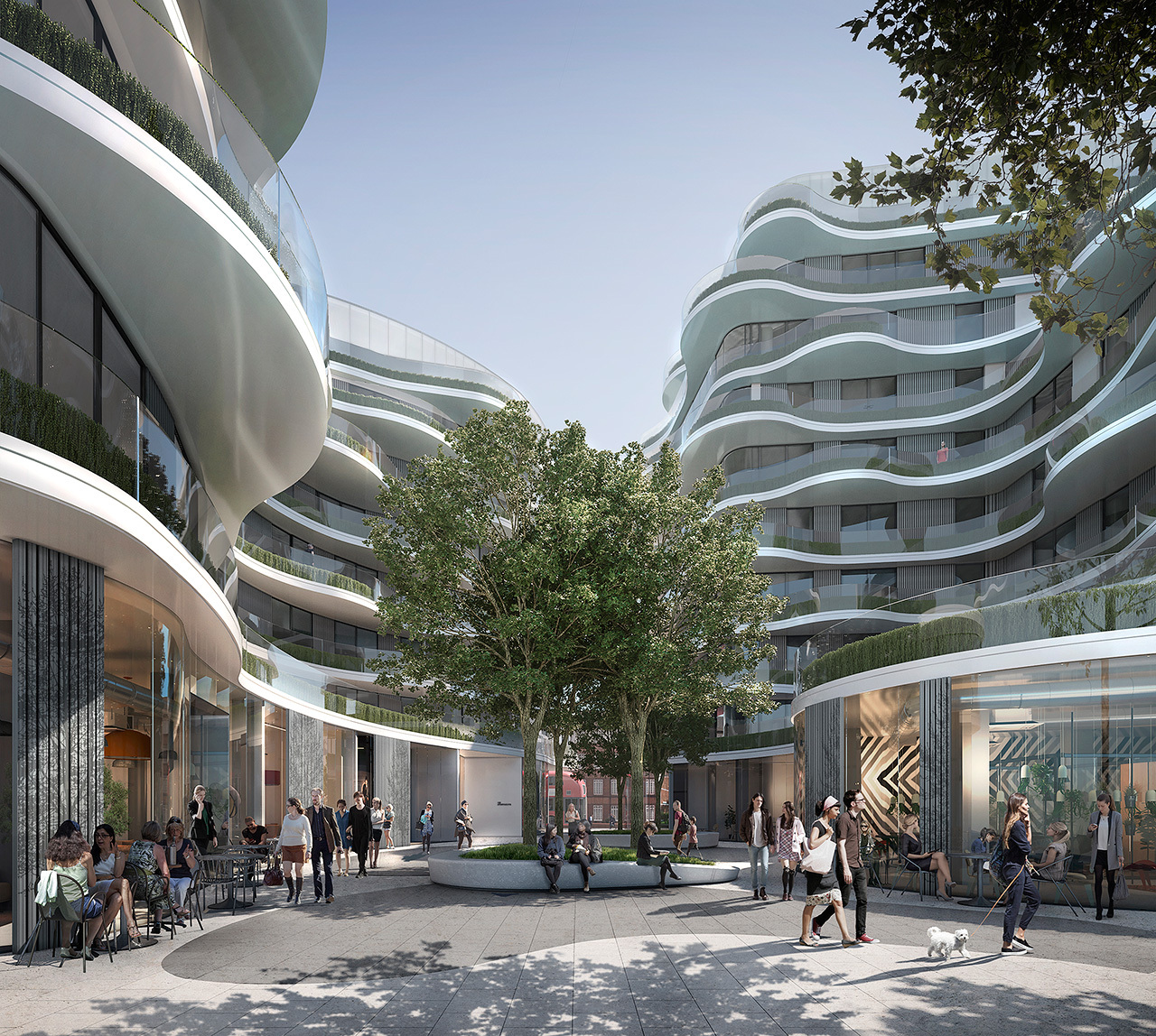 The new mixed-use courtyard space that links Tower Bridge Road and Bermondsey High Street
