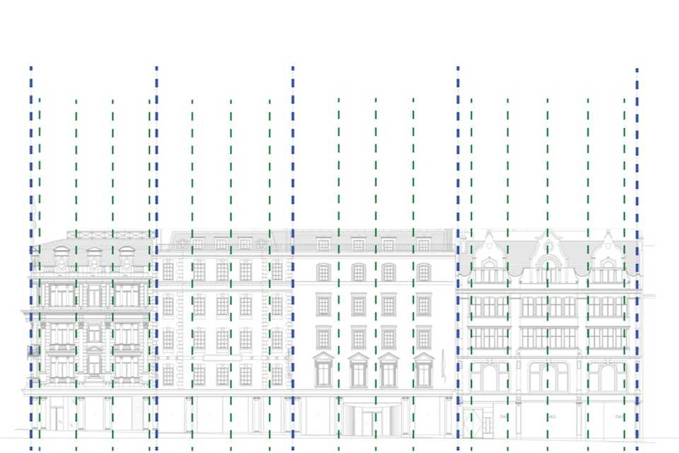 Establish the existing building's rythm