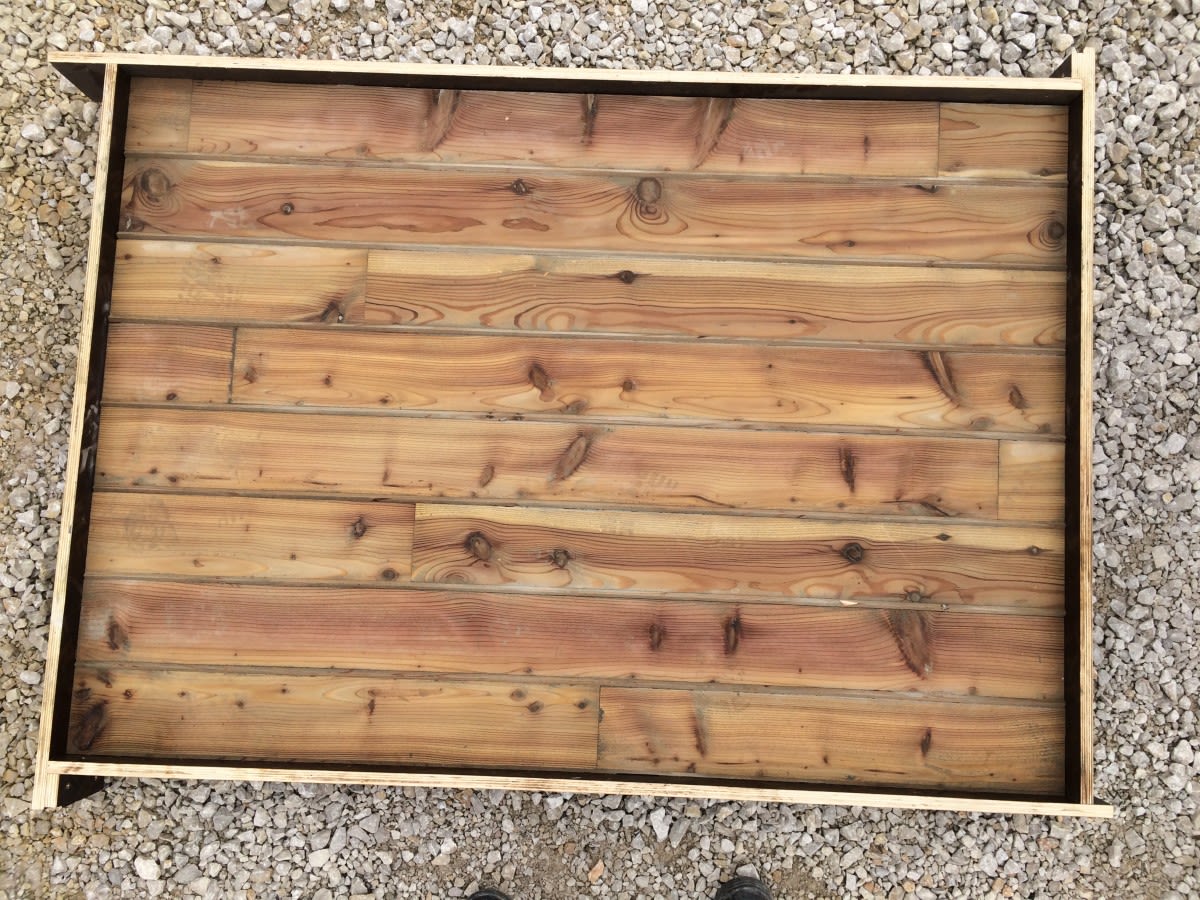 A timber mould used to test the boardmarked concrete panels