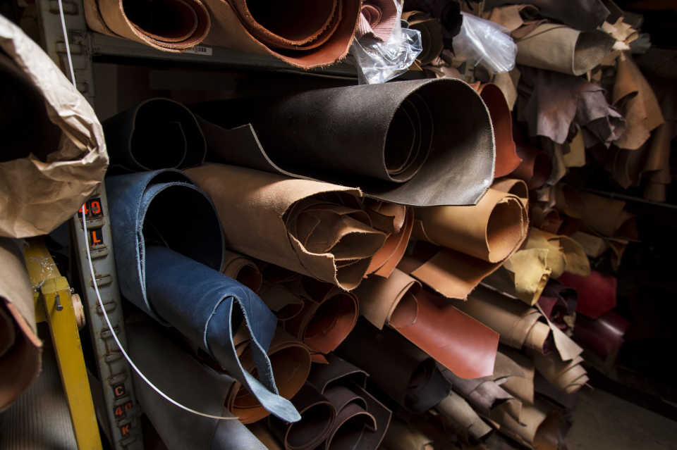 Rolls of leather in Bill Amberg's studio. Credit: Amy Shore Photography/Bill Amberg Studio