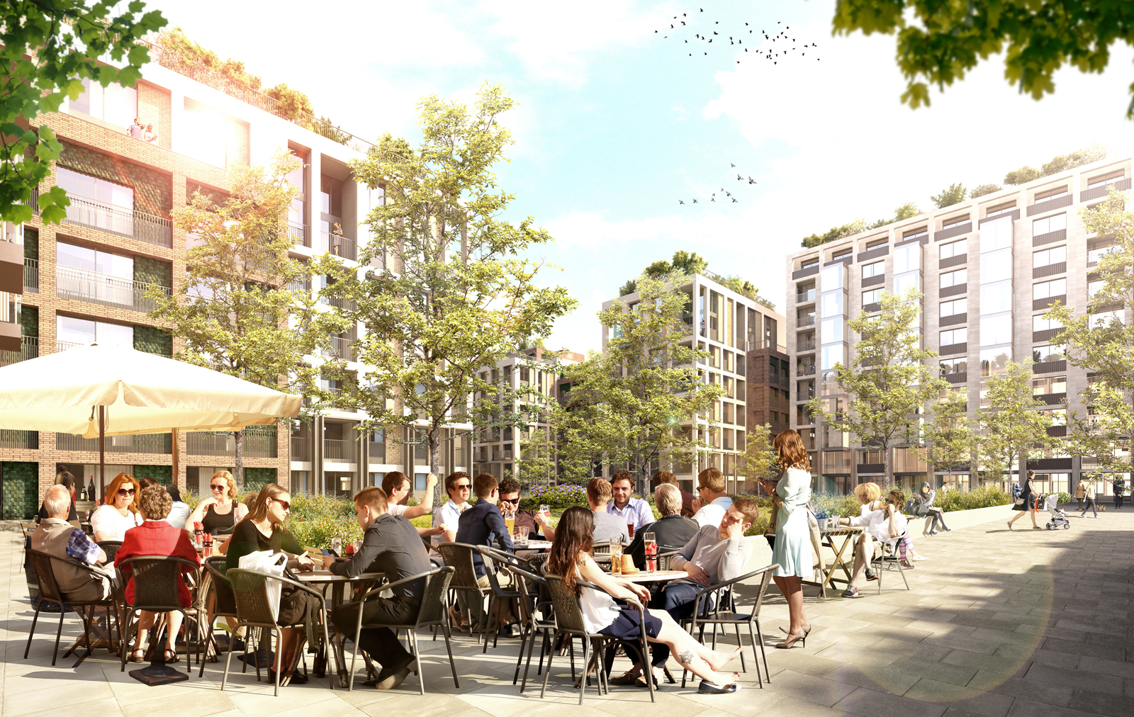 The central courtyard space where all amenities are concentrated