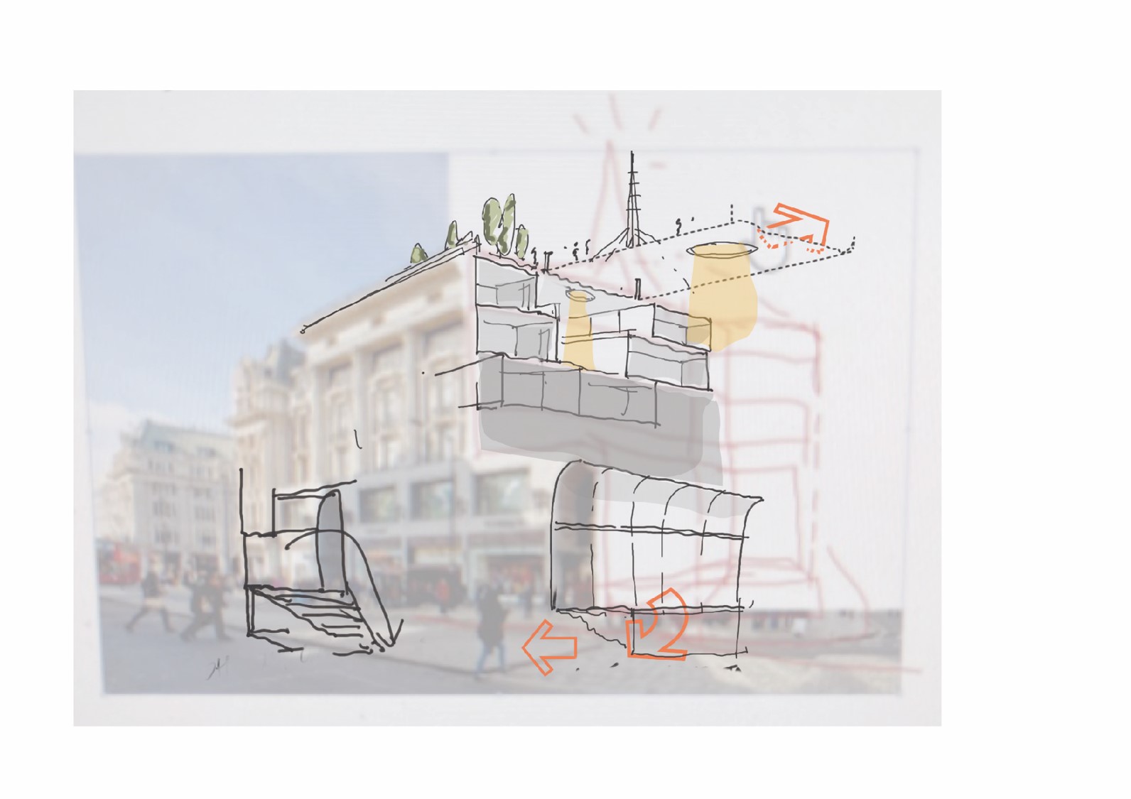 The key design ideas and interventions to the buildings begin to emerge