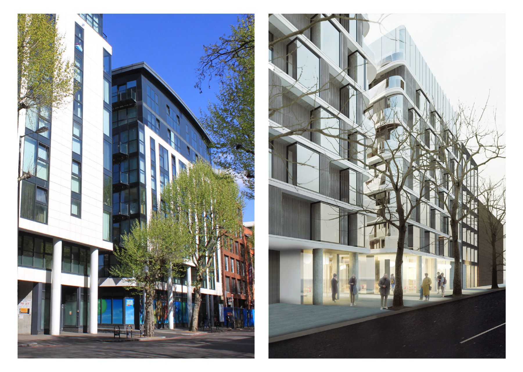 Existing vs Proposed view north along Tower Bridge Road