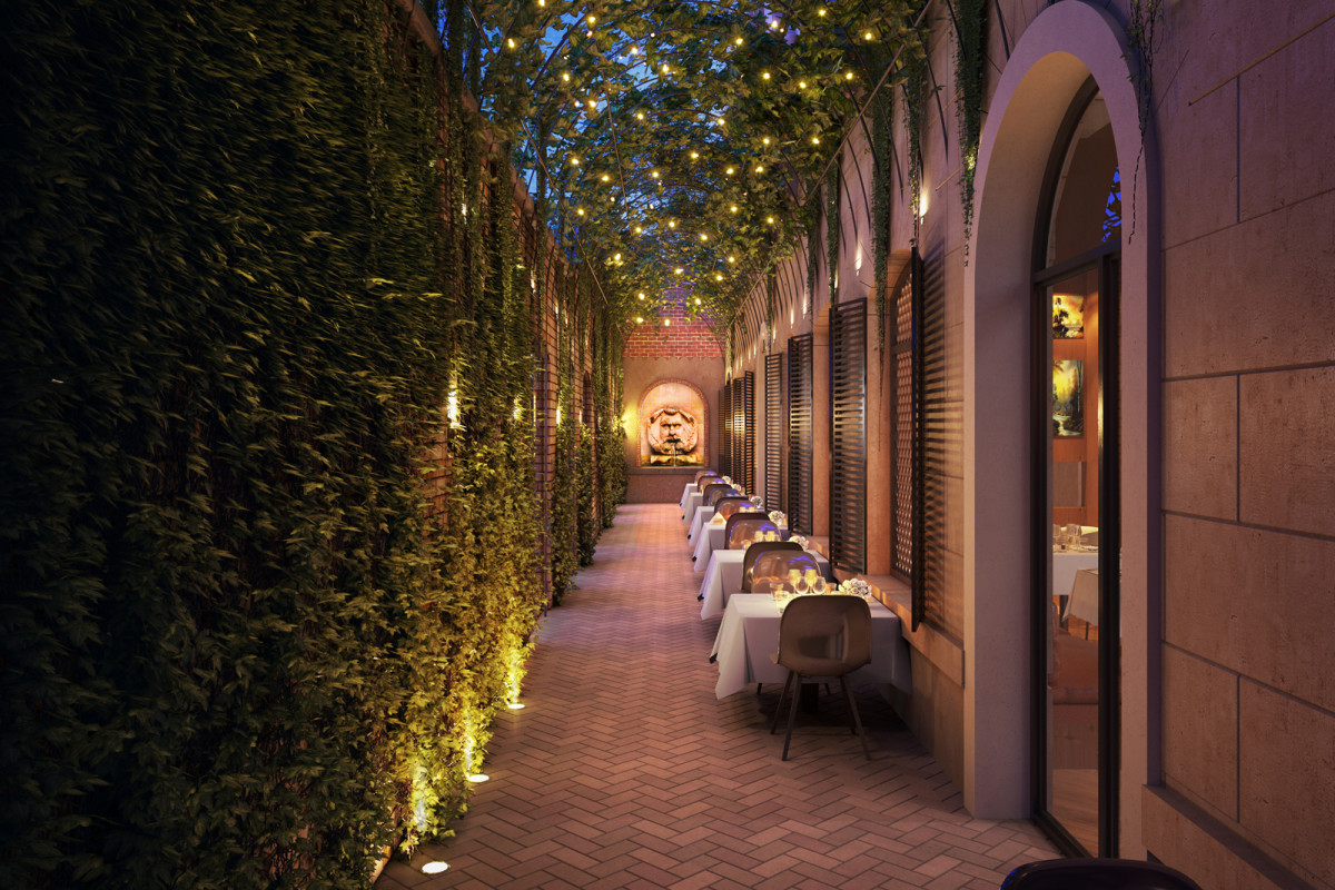 The restaurant spills out onto a previously unused side alley to create an intimate external space for dining and drinks