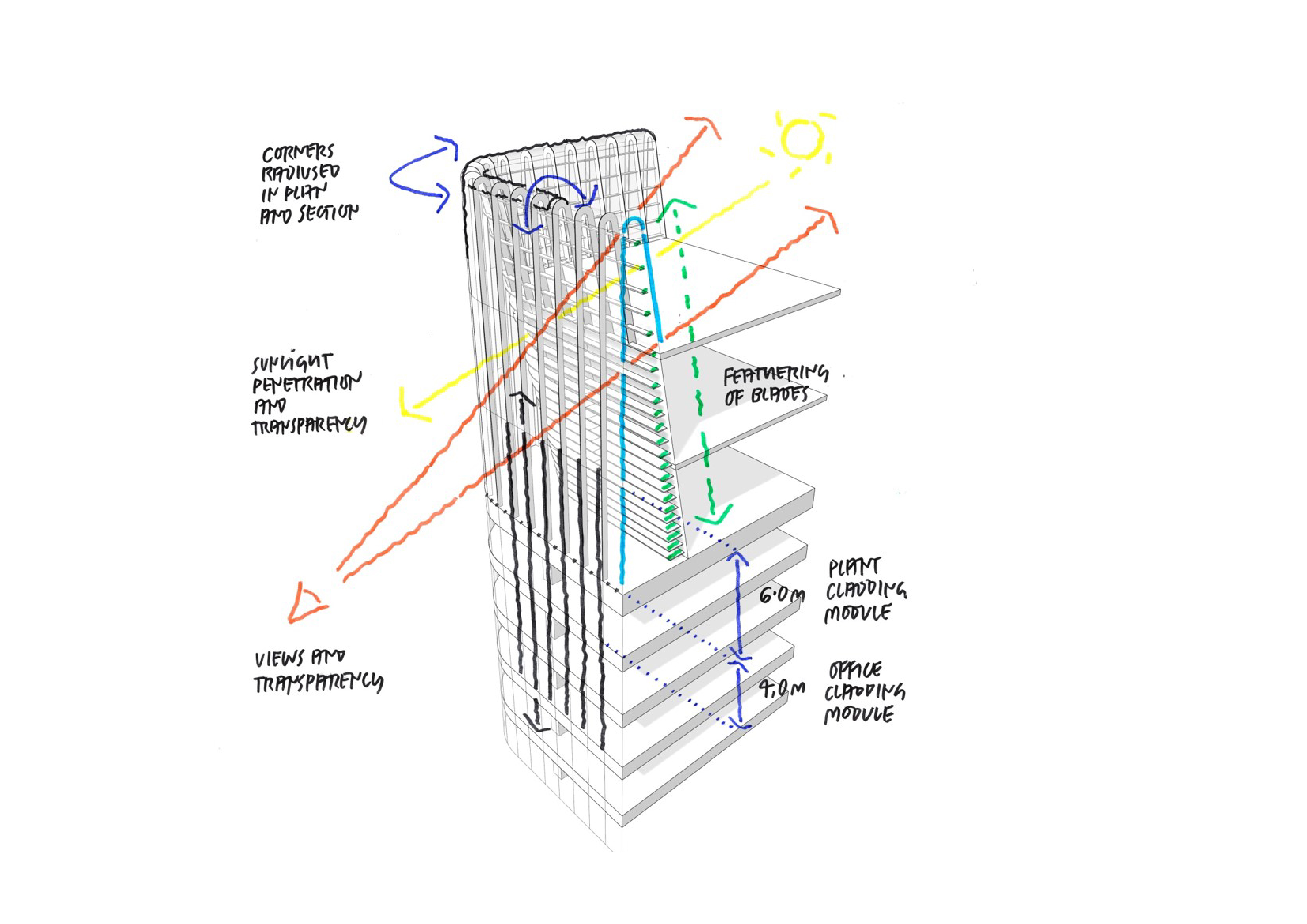Feathering the crown and refracting the sunlight through the glass