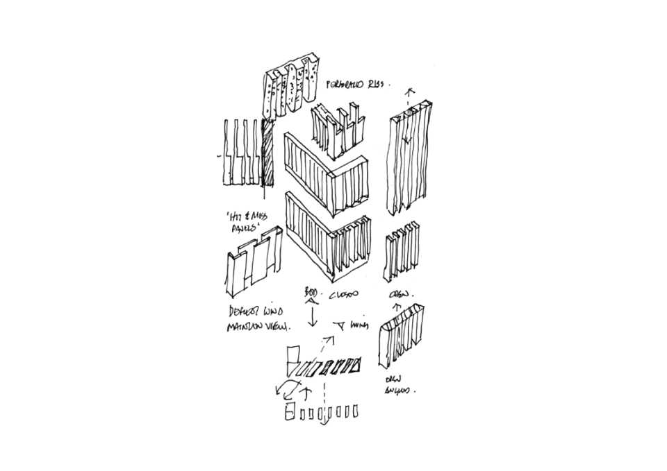 Early working sketches of compliant balcony ideas