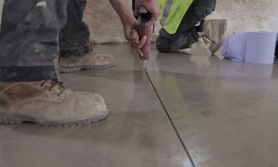 Lazenby installing a polished concrete floor. Credit: Lazenby