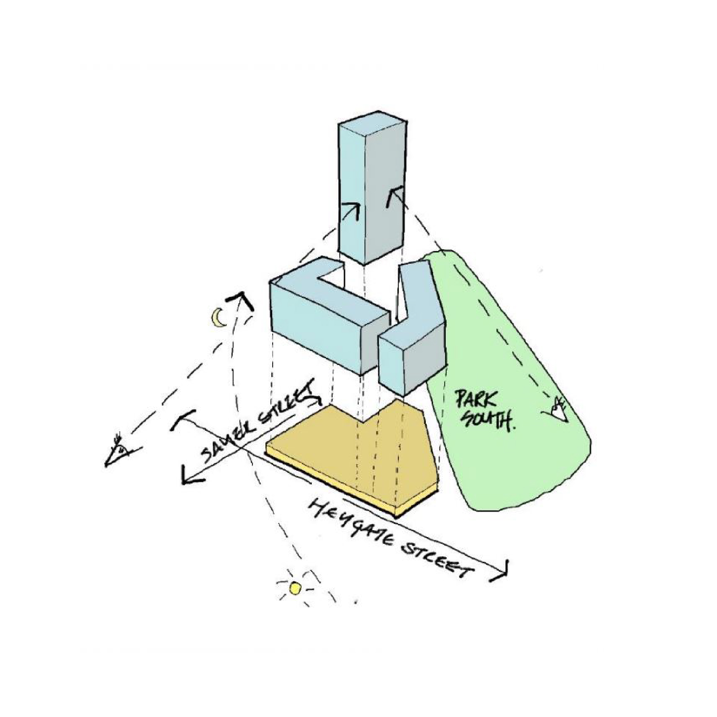 Architecture designed to reinforce the rotational geometries of the larger urban context