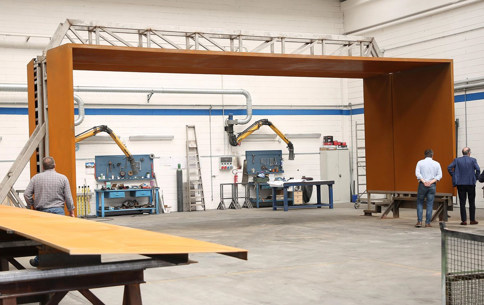 The entrance portal in the fabricator's workshop.