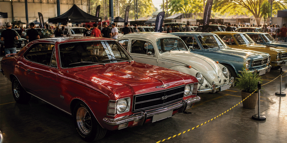 Exposição de carros antigos em Santo André