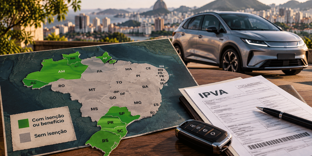 IPVA de carro elétrico: quais estados têm isenção e quais modelos não pagam em 2026?