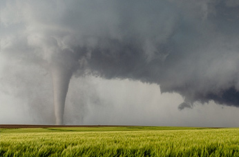 Tornado across farm fields