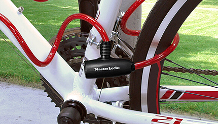 Bike Keyed Cable Lock around a bike