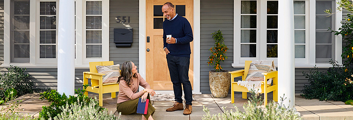 A couple on their front porch