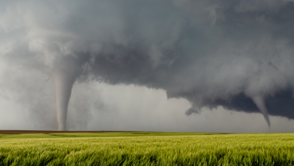Tornado across farm fields