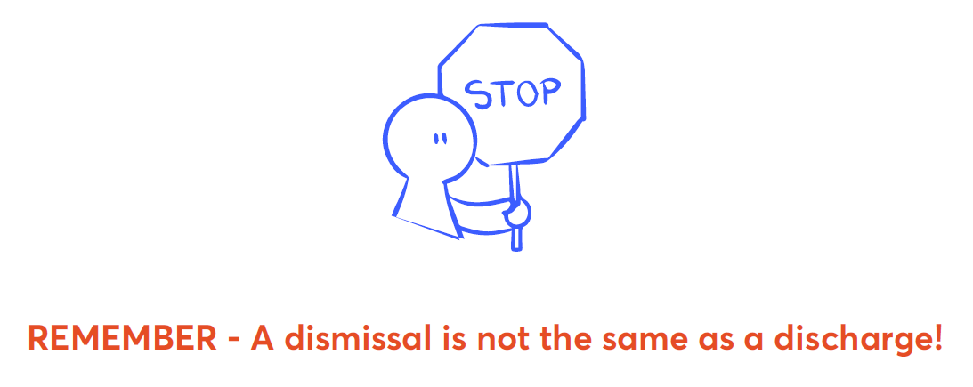 Reminder: A dismissal is not the same as a discharge.