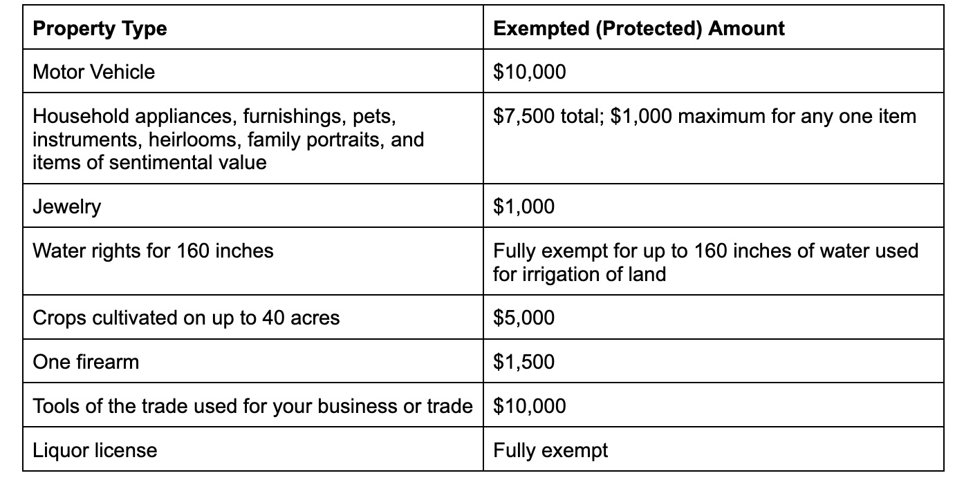 Idaho Exemptions by Property Type