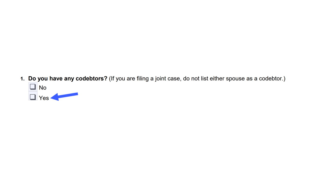 How to answer question 1 on Schedule H to disclose the existence of one or more co-signers.