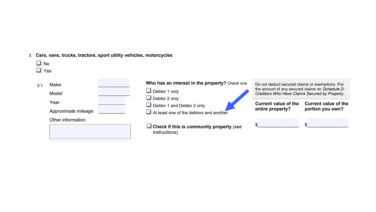 How to disclose the existence of a co-owner for a vehicle