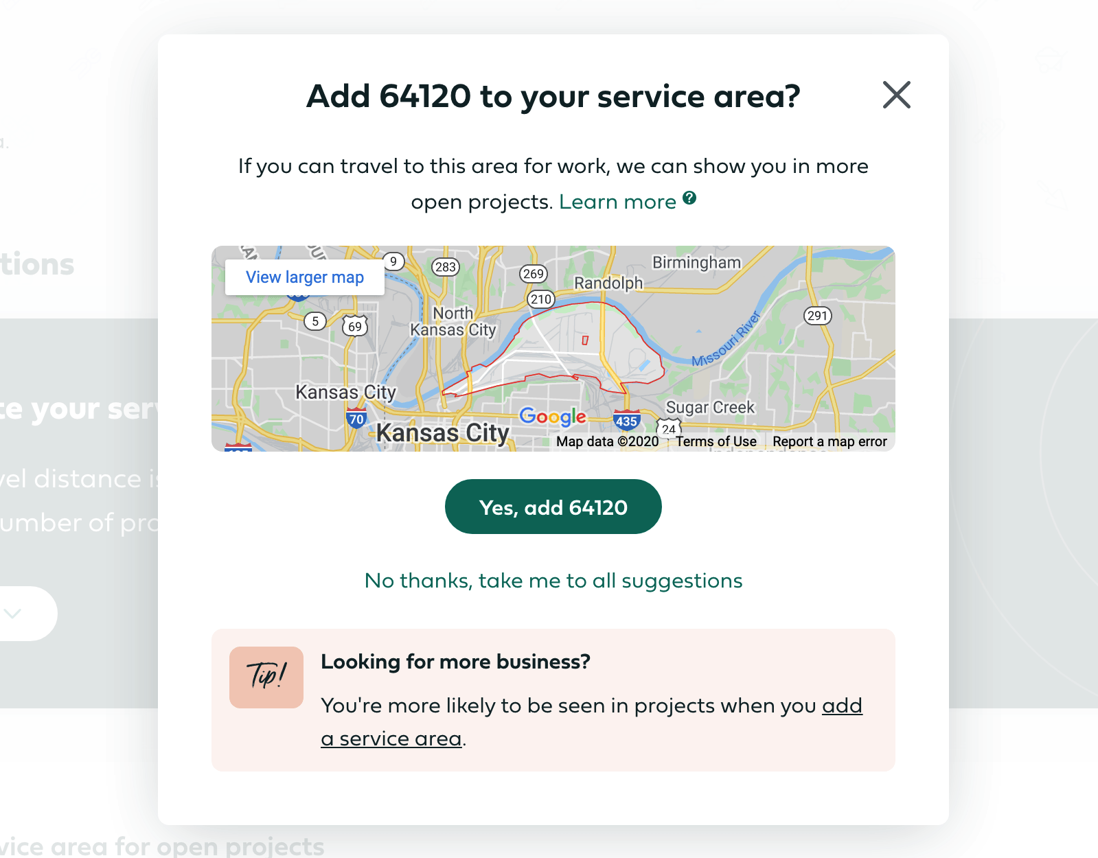 expert distance modal
