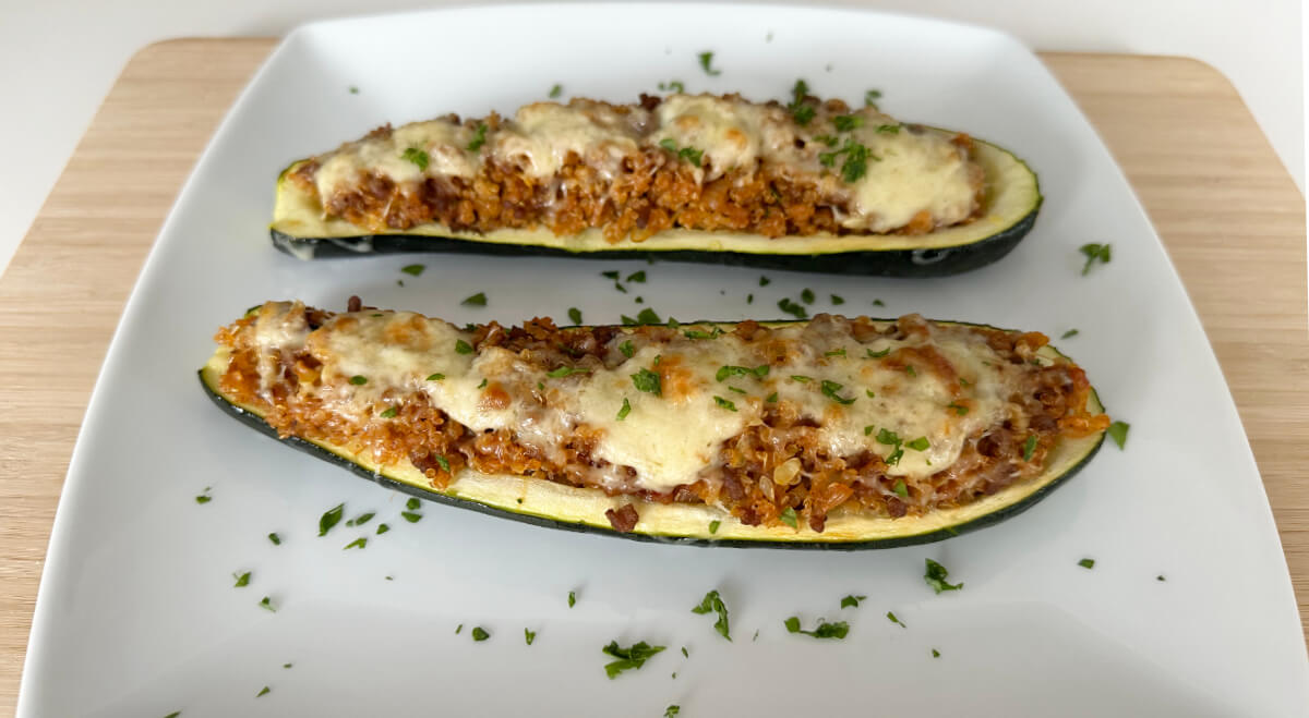 Beef & Quinoa Courgette Boats