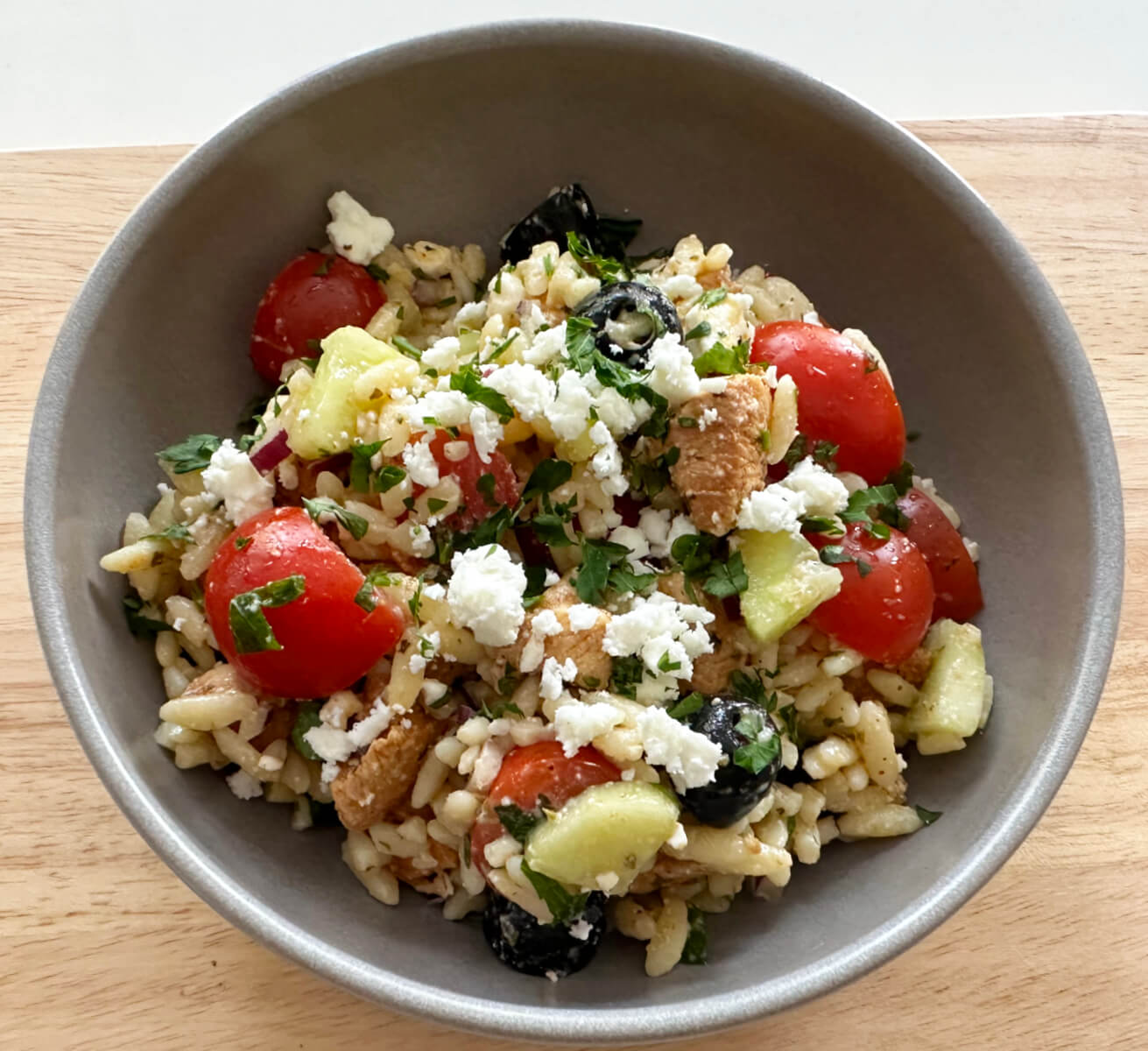 Greek Orzo Salad with Lemon-Oregano Chicken