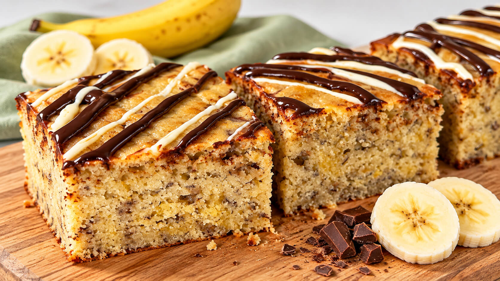 Easy Banana Cake with Chocolate Drizzle