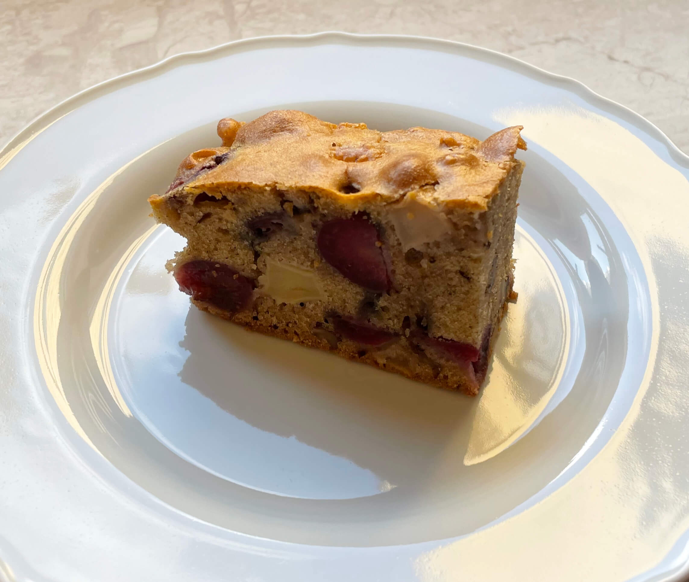 Apple Cherry Cake with Crunchy Walnuts