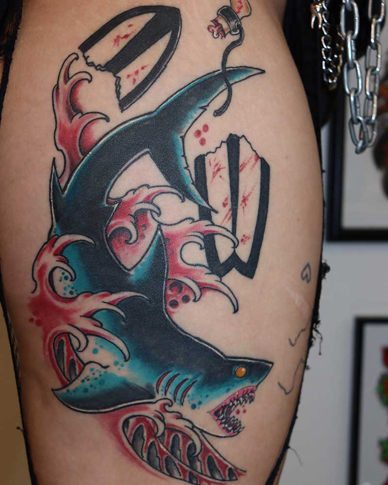 Neo Traditional Shark Tattoo 