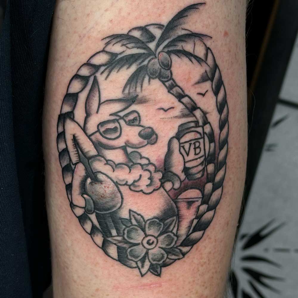 Traditional kangaroo tattoo 