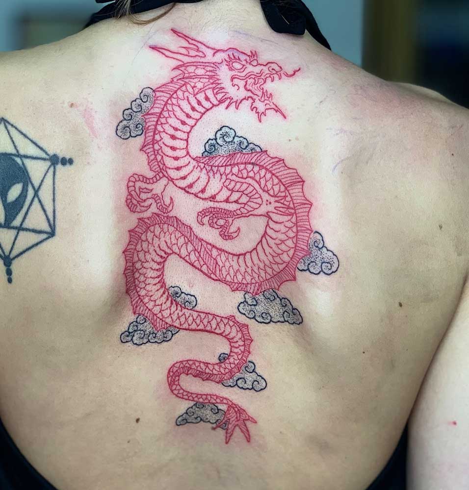 Red dragon outline 