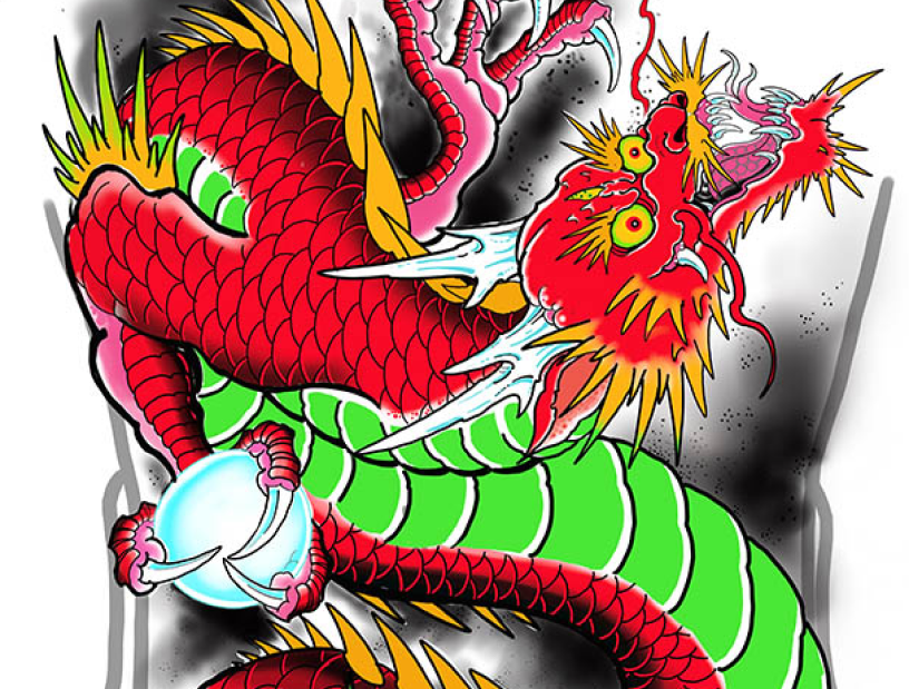 Chinese Dragon tattoo design 2d illustration Traditional mystical creature  vector Stock Vector  Adobe Stock