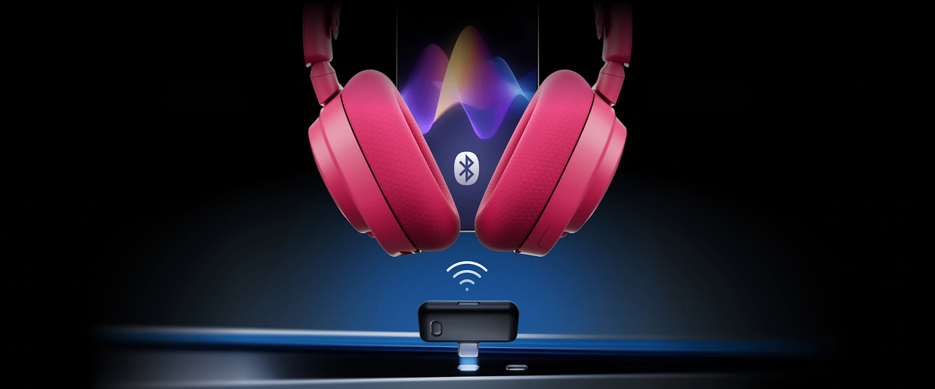 Arctis Nova 7 Gen 2 magenta bir dongle üzerinde süpürme