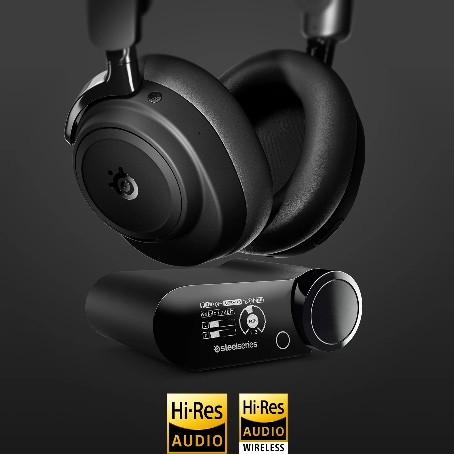 Arctis nova elite negro aspirando por encima de gamedac