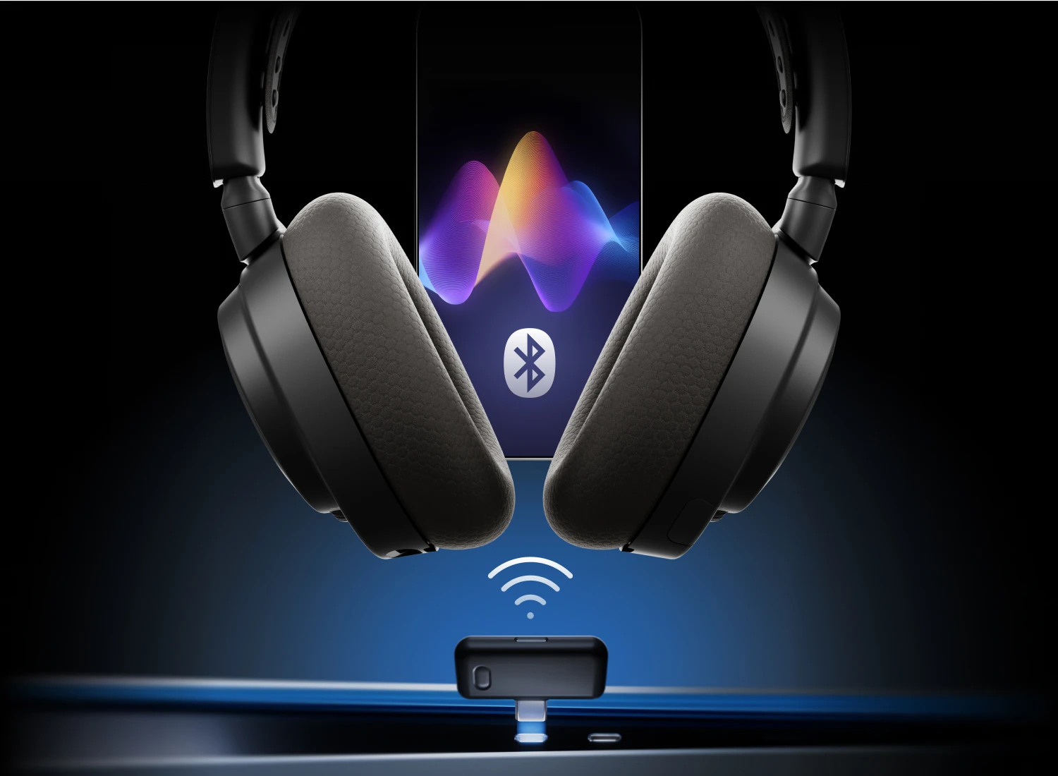 arctis nova 7 gen 2 hoovering above a dongle