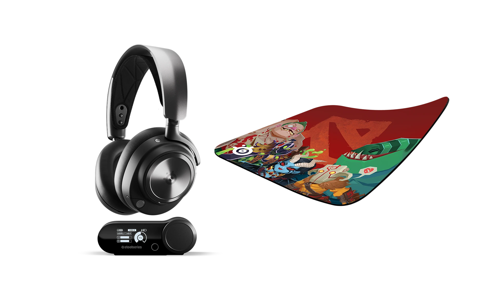 full_width image of Arctis Nova Pro Wireless Black PS + QcK S Dota 2 Edition - 1 of 1 mobile
