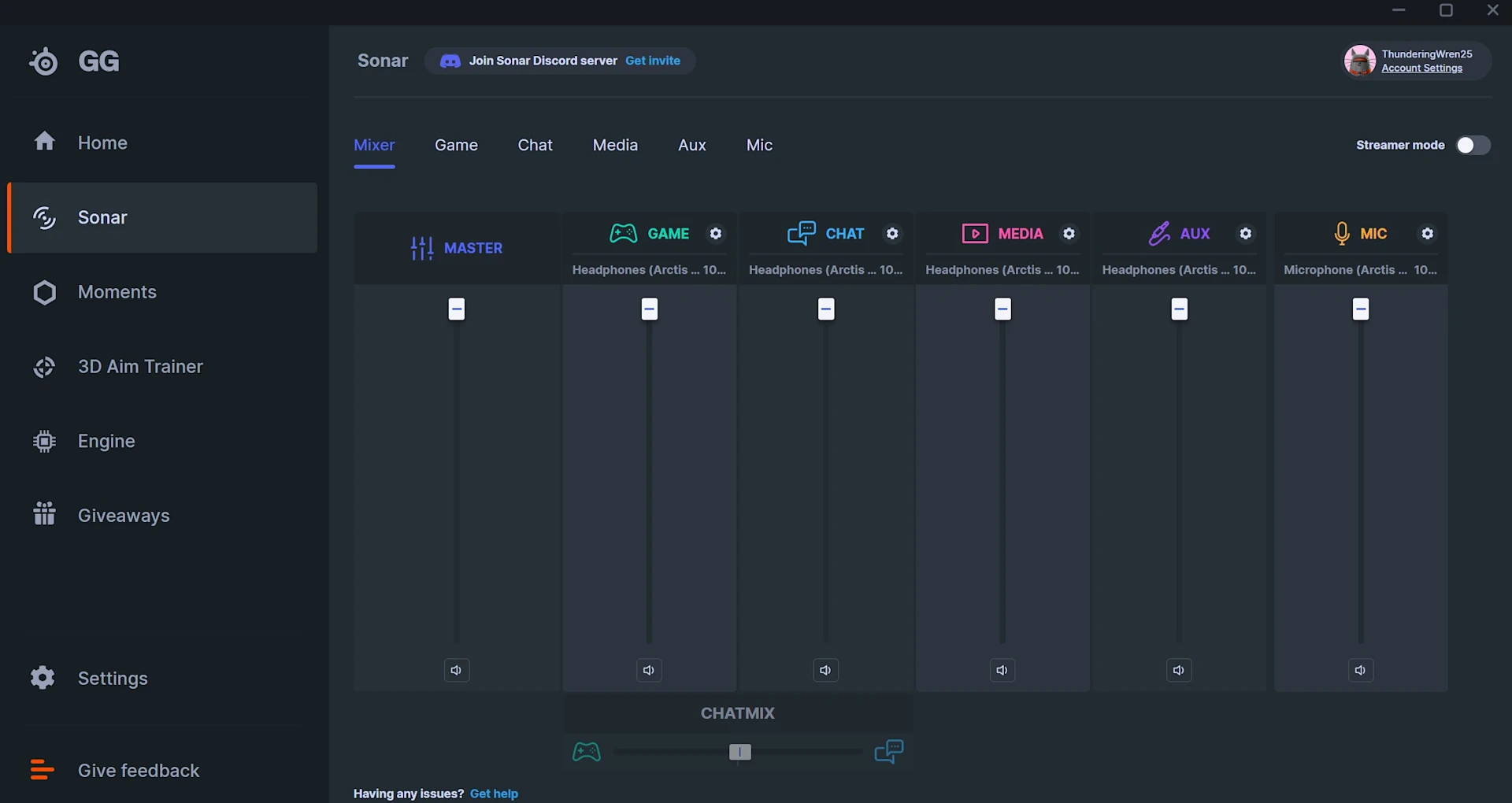 An Image of Sonar's equalizer in action.