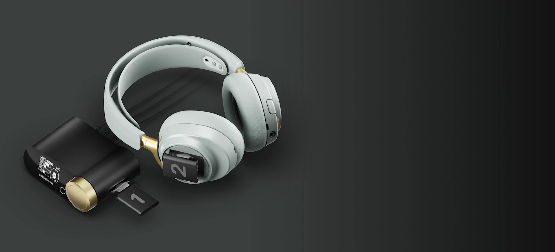 Arctis nova sage gold with gamedac and two batteries ready to use